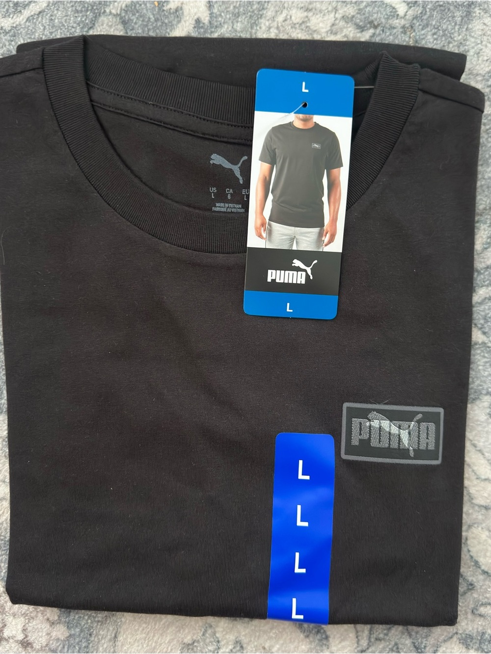 Puma NWT Men’s Black Short Sleeve Logo Crew T-Shirt - Large